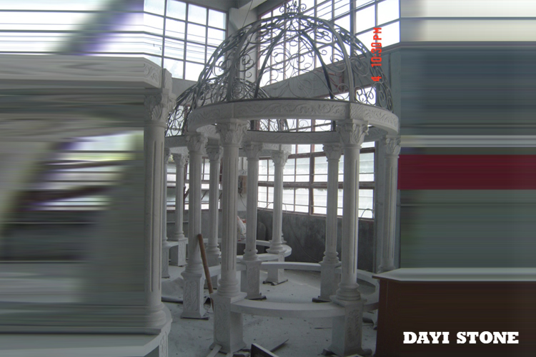 White Marble Polished Gazebo - Carved Marble Gazebo,Antique Marble Outdoor Gazebo